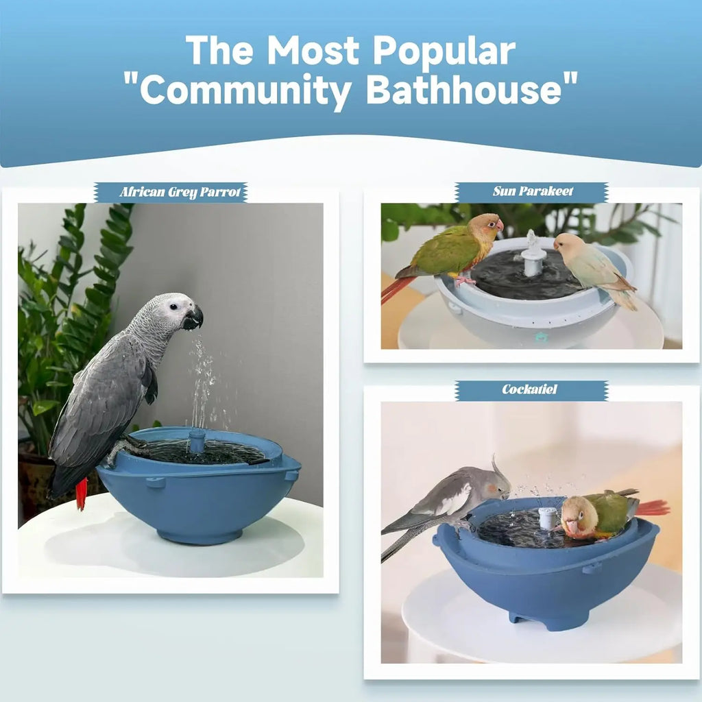 Solar Bird Bath Fountain with 3 Nozzles, Auto Low-Water Protection, Deep Blue - Garden Gift