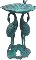 30-inch Cast Aluminum Bird Bath with Leaf Bowl, Black Patina Finish, Weather-Resistant Outdoor Decor