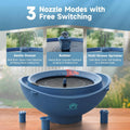 Solar Bird Bath Fountain with 3 Nozzles, Auto Low-Water Protection, Deep Blue - Garden Gift